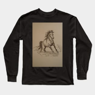 Wild - Horse ink wash watercolor painting Long Sleeve T-Shirt